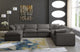 Plush Velvet / Down Standard Comfort 7-Piece U-Shaped Modular Sectional, Grey