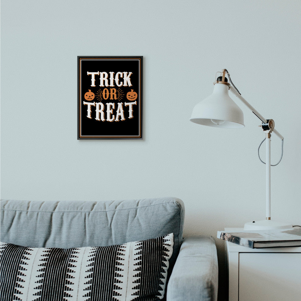 Trick Or Treat Orange Black Holiday Word Design, 11"x14"