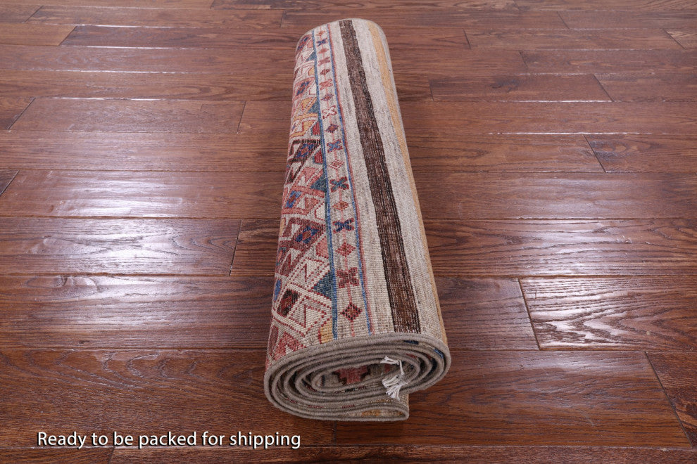 2' 8" X 10' 2" Runner Khorjin Super Kazak Handmade Rug Q10053
