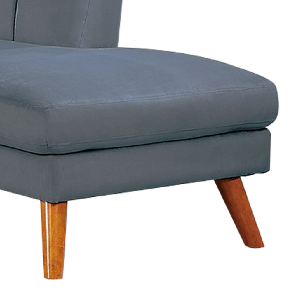 Benzara BM286294 2 Piece L Shape Sectional Sofa, Chaise, Tufted Velvet, Gray