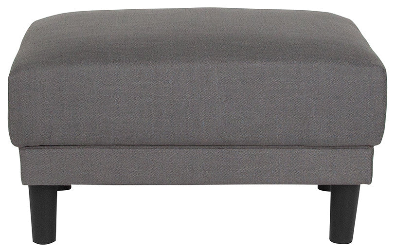Asti Upholstered Ottoman In Dark Gray Fabric