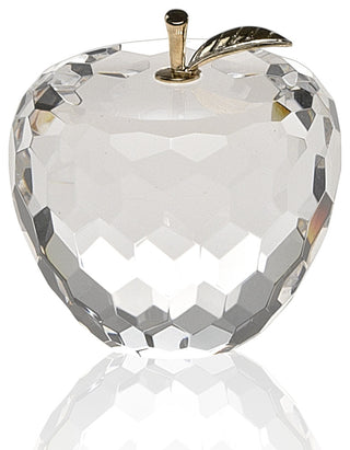 3" Clear and Gold Crystal Apple Tabletop Sculpture