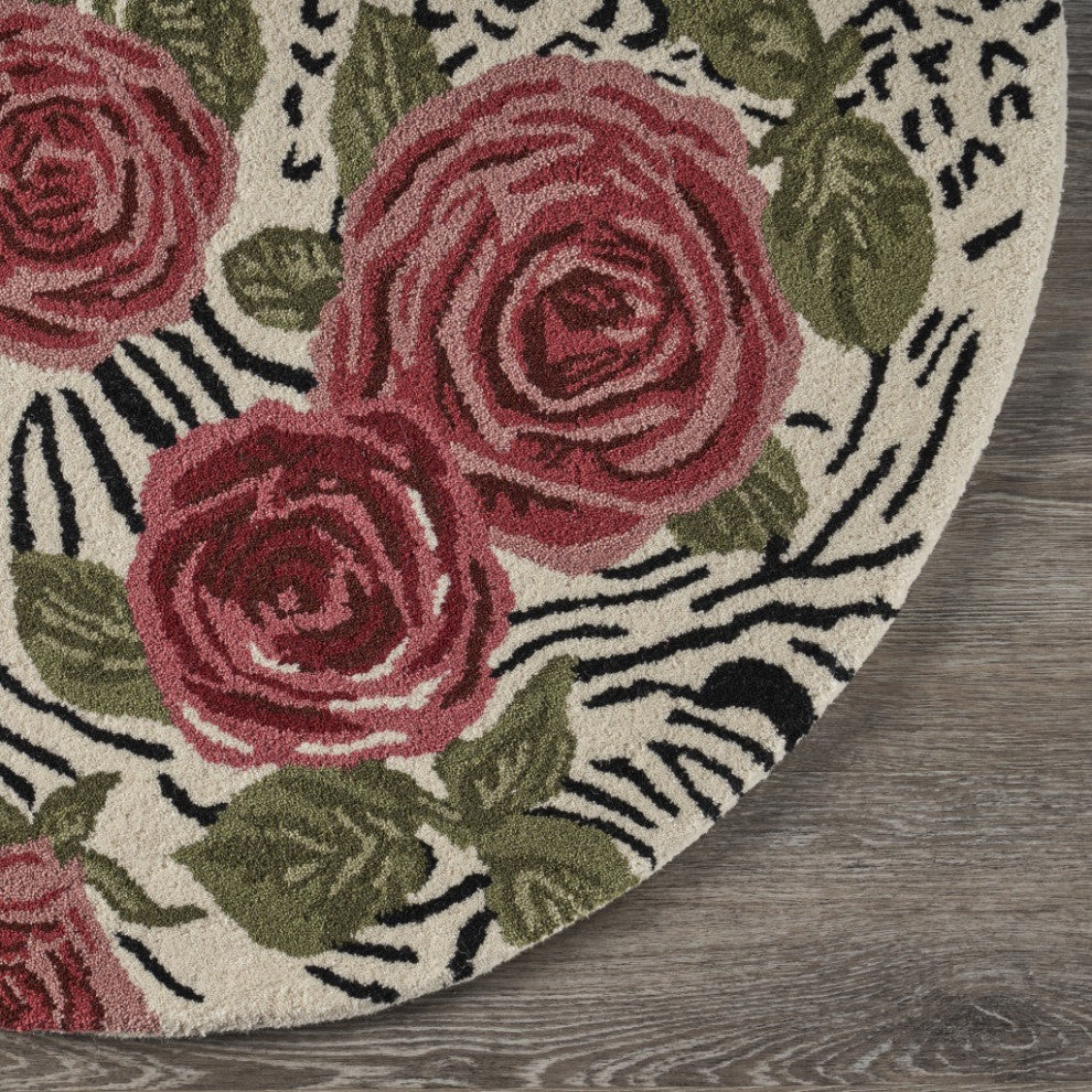 4'' Round Red Rose Bed Area Rug