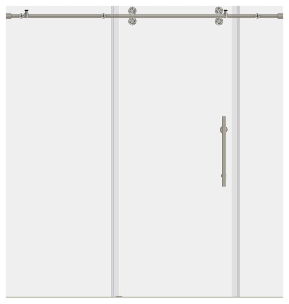 LessCare ULTRA-D Clear Glass Shower Door Brushed Nickel Finish, 68-72"x79"
