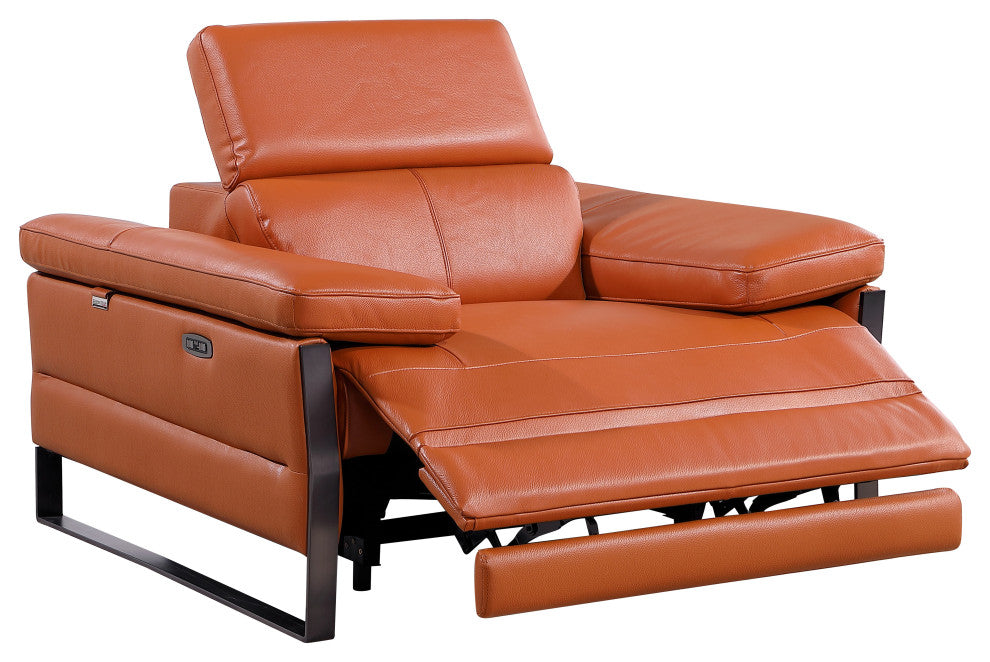 Antonio Italian Leather Power Reclining Arm Chair, Camel