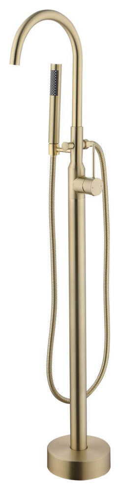 Givingtree Single Handle Floor Mounted Clawfoot Tub Faucet,Matte Black, Gold