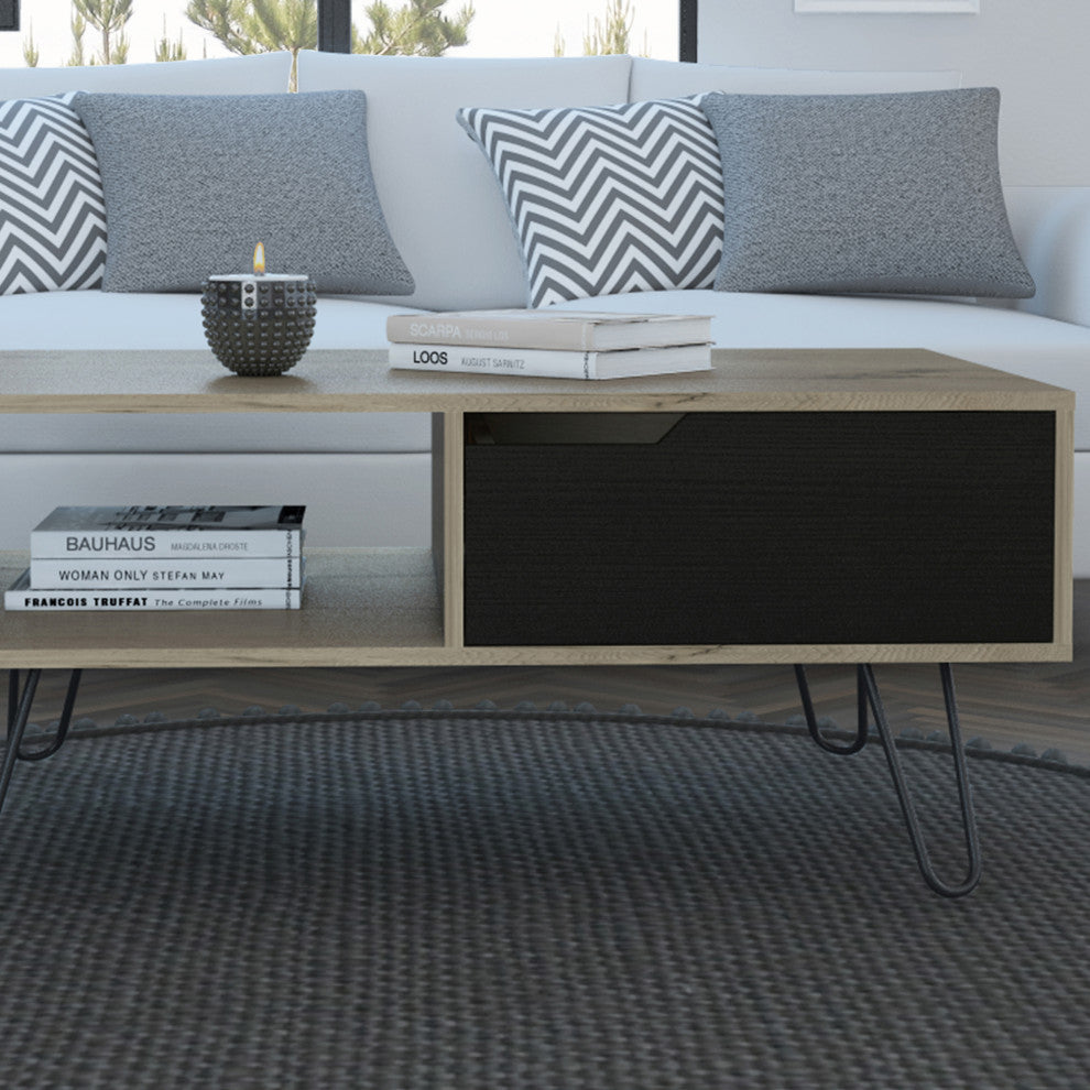 Aster Cubicle Wood and Metal Coffee Table