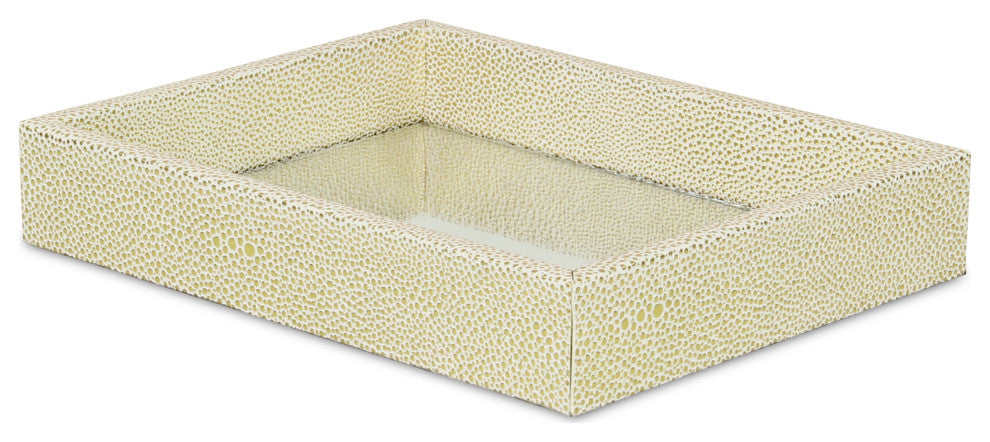Labai Tray with Mirrored Interior, White Gold