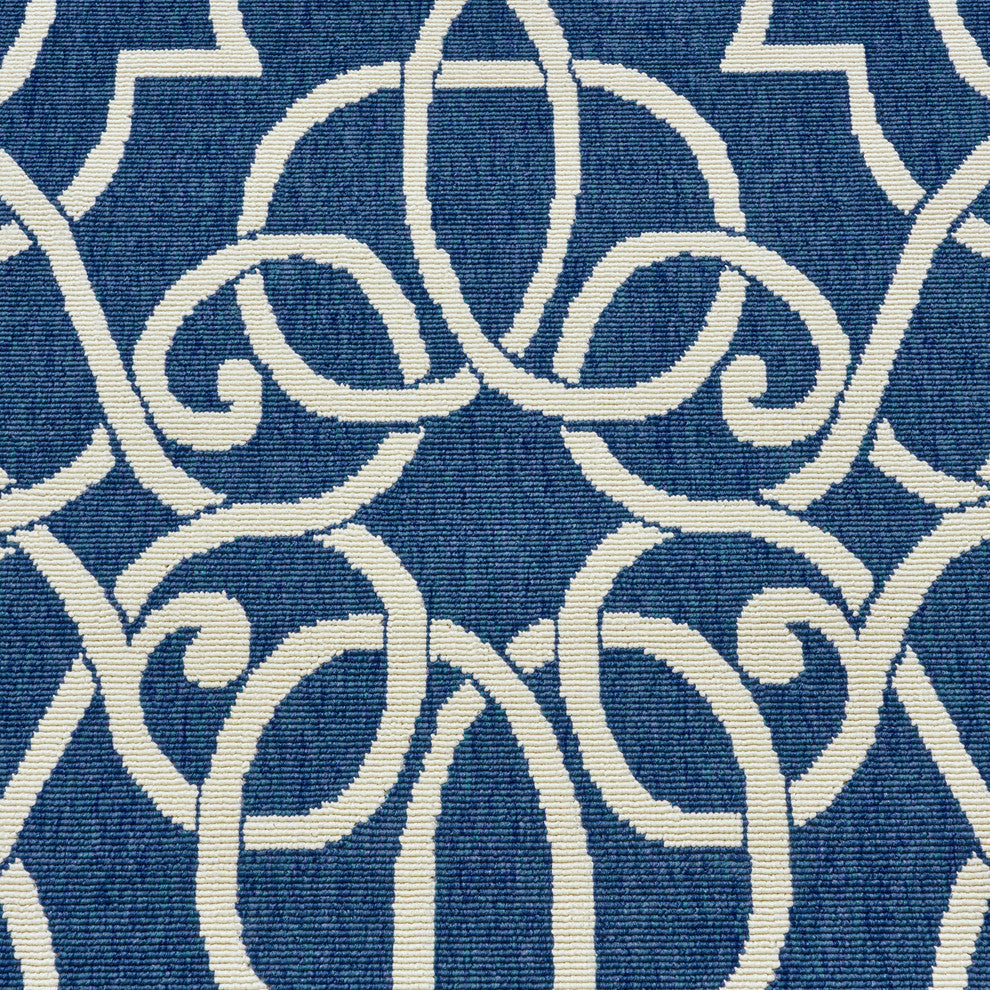 GDF Studio Alfonso Outdoor Geometric  Area Rug, Navy and Ivory, 8'x11'