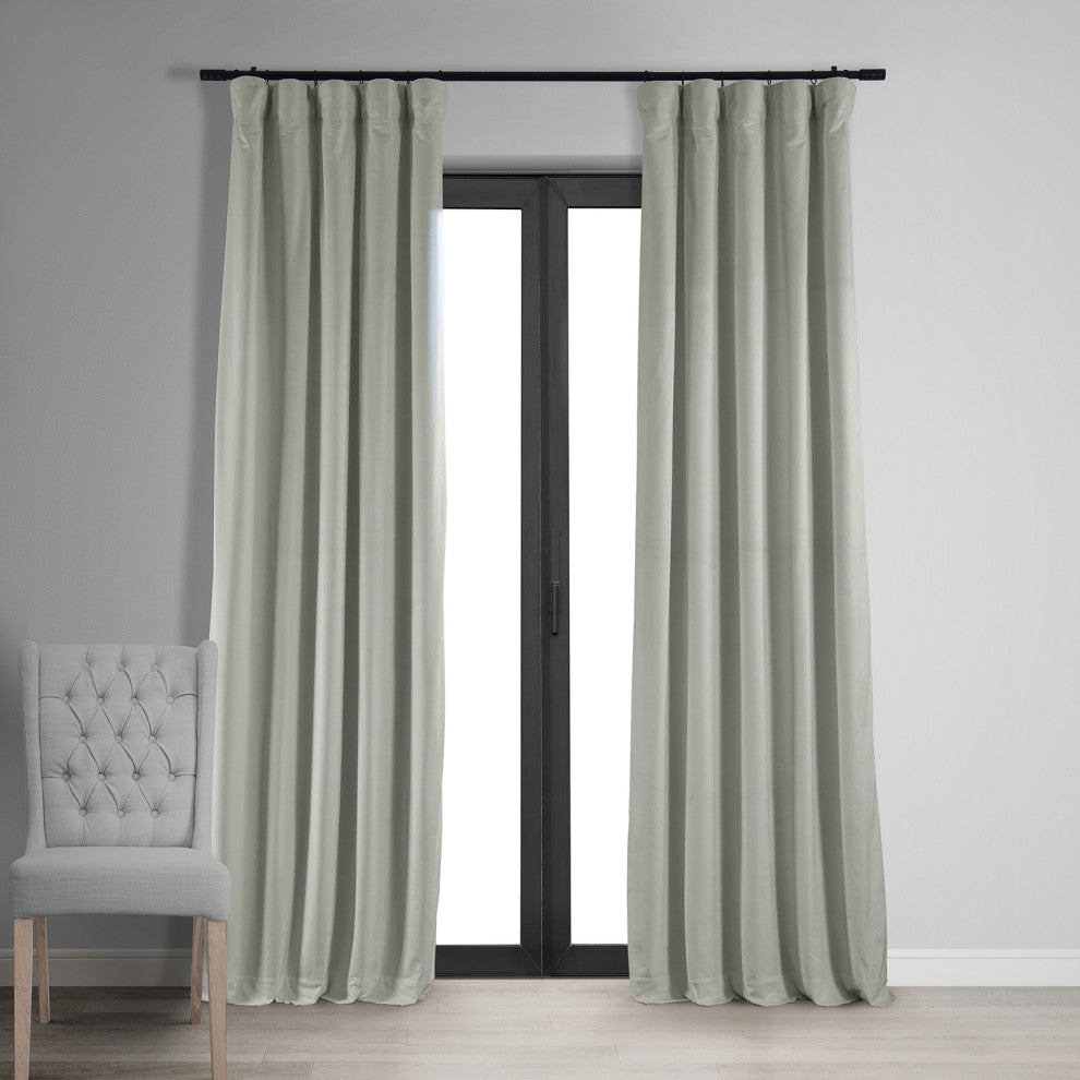 Signature Blackout Velvet Curtain Single Panel, Reflection Gray, 50"x120"