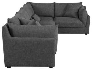Sasha 5-piece Upholstered Modular Sectional Barely Black