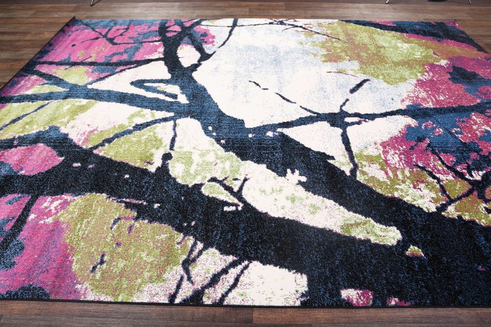 Agra Abstract Oriental Artistic Print Area Rug, Multi, 5x8'