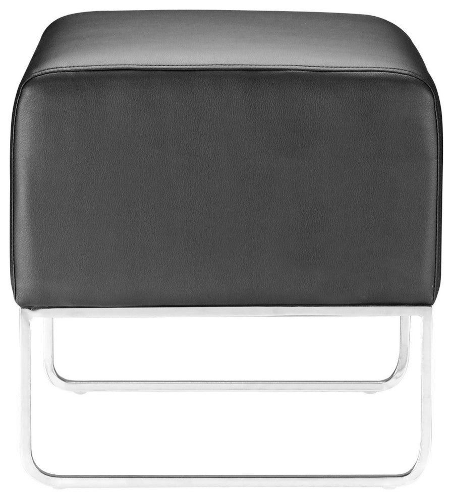 Ottoman Accent Chair, Fabric, Wood, Black, Chrome, Lounge Lobby Hospitality