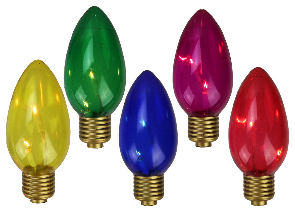 Set of 5 Multi-Color C9 Shape Lighted Christmas Pathway Marker Lawn Stakes