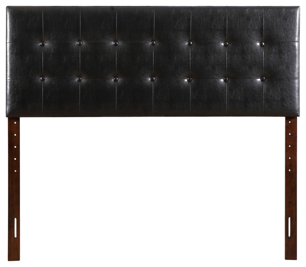 Novo 2 Faux Leather Adjustable Headboard, Black, Full