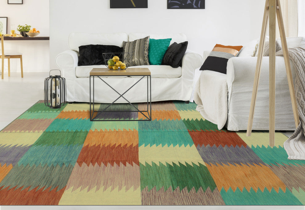 Winchester Kilim Clay Rust/Blue Rug, 7'11x9'8