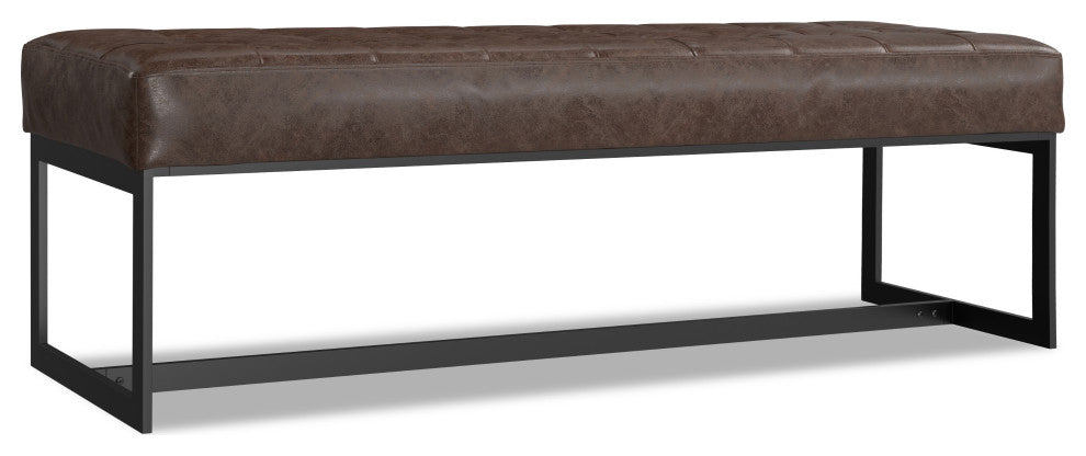 Penelope Leather Ottoman Bench, Brown