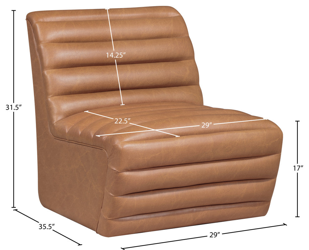 Vega Upholstered Accent Chair, Cognac, Vegan Leather