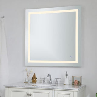 Elegant Decor Helios 36" Square Hardwired LED Bathroom Mirror with Touch Sensor