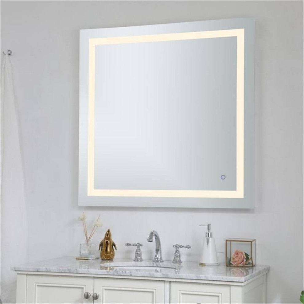 Elegant Decor Helios 36" Square Hardwired LED Bathroom Mirror with Touch Sensor