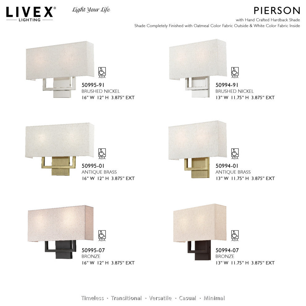 Pierson 2 Light Brushed Nickel ADA Sconce