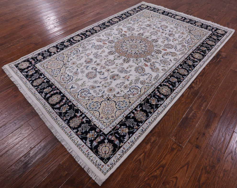 5' 10" X 9' 1" Wool & Silk Persian Nain Hand-Knotted Rug - Q14734