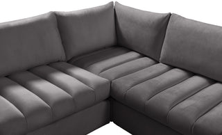 Jacob Velvet Upholstered 7-Piece U-Shaped Modular Sectional, Grey