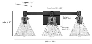 3 Light 25.5 in. Matte Black Vanity Light