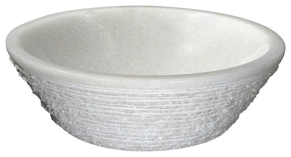 ANZZI Nora Natural Stone Vessel Sink, White Marble
