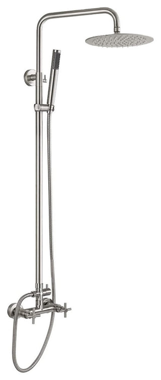 Morea Wall Mount Stainless Steel Dual Function Outdoor Shower, Brushed Stainless