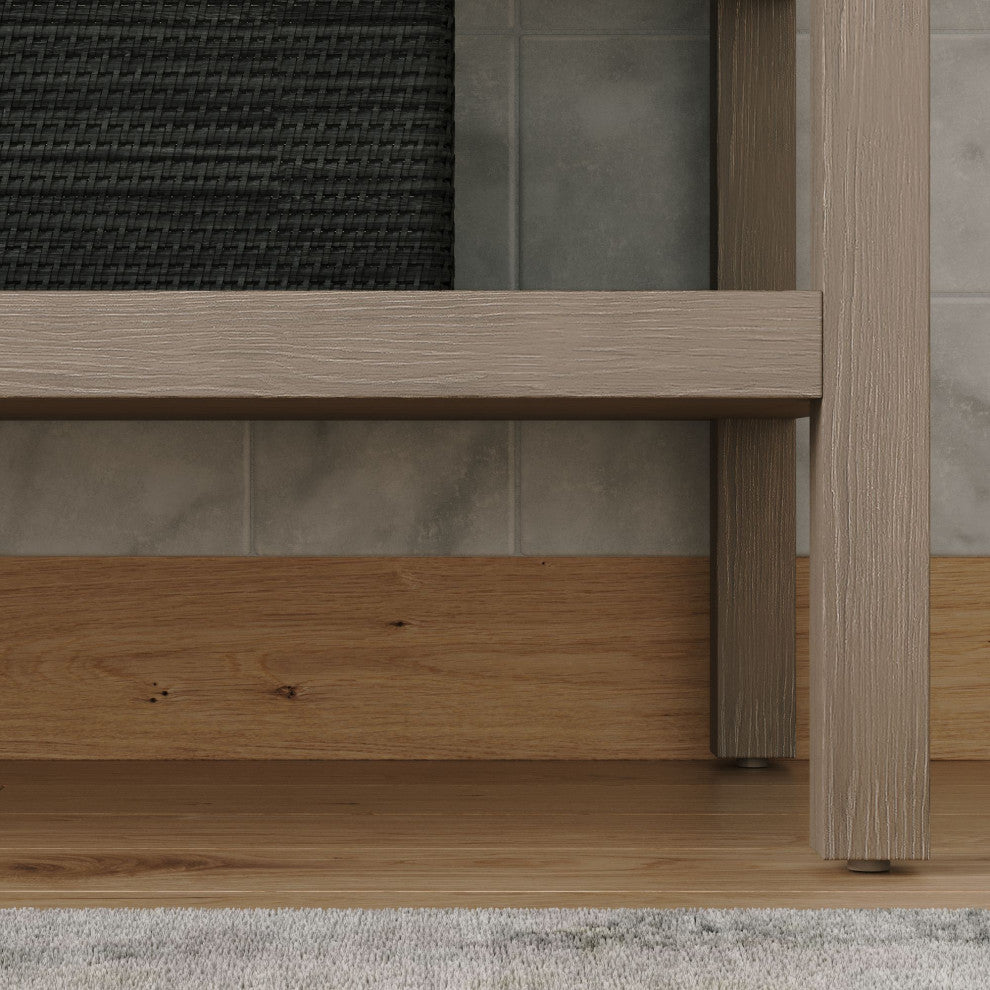 Shoji Bath Vanity, Chestnut Oak, 60", Double Sink, Freestanding
