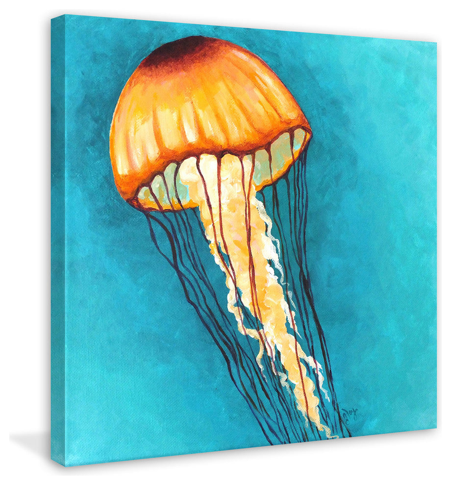 Marmont Hill, "Jellyfish Yellow" by Nicola Joyner Print on Wrapped Canvas, 24x24