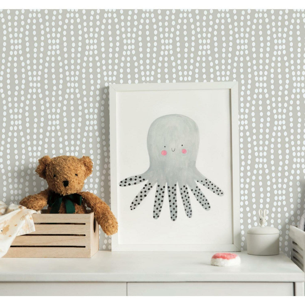 Taupe & White Strands Peel & Stick Wallpaper