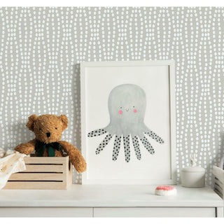 Taupe & White Strands Peel & Stick Wallpaper