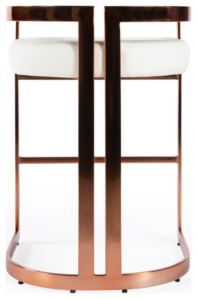 Clarence Faux Leather Counter Stool, Rose Gold