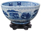 Chinese Blue and White Blue Willow Porcelain Bowl With Base 12"