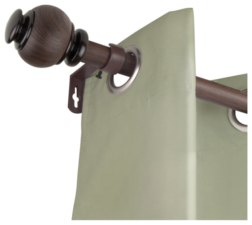 Alysia 1" Diameter Curtain Rod, Dark Walnut, 28-48"