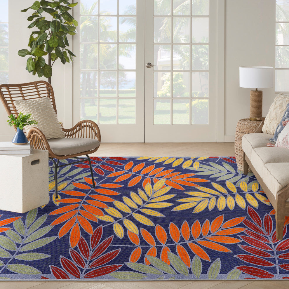 Nourison Aloha 9' x 12' Navy Multicolor Outdoor Area Rug
