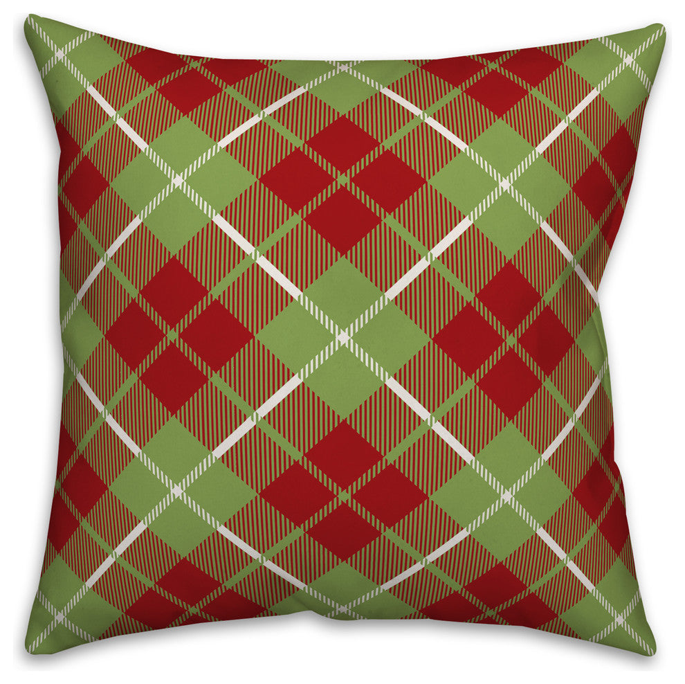 Christmas Plaid 18"x18" Throw Pillow Cover