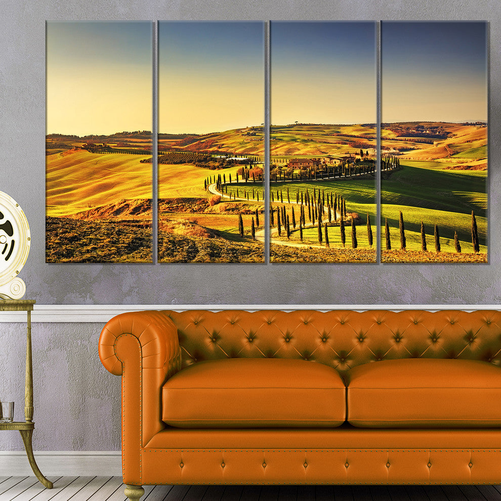 "Crete Senesi Rural Landscape Tuscany" Landscape Wall Art, 4 Panels, 48"x28"