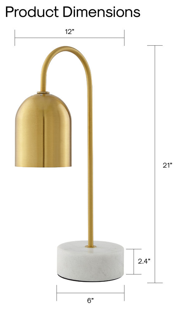 Inspired Home Brileigh Table Lamp, Marble Stone Base, Brass