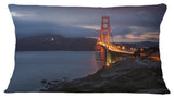 Golden Gate With Night Illumination Sea Bridge Throw Pillow, 12"x20"
