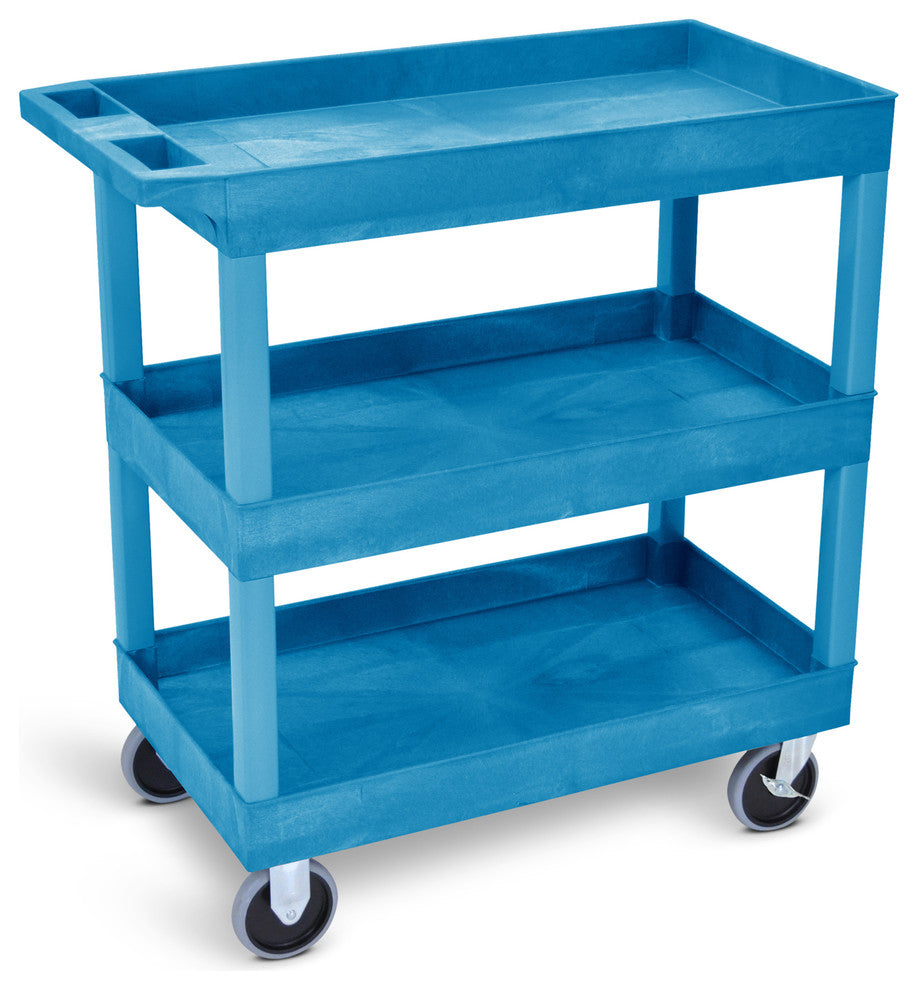 Luxor HD High Capacity 3 Tub Shelves Cart, Blue
