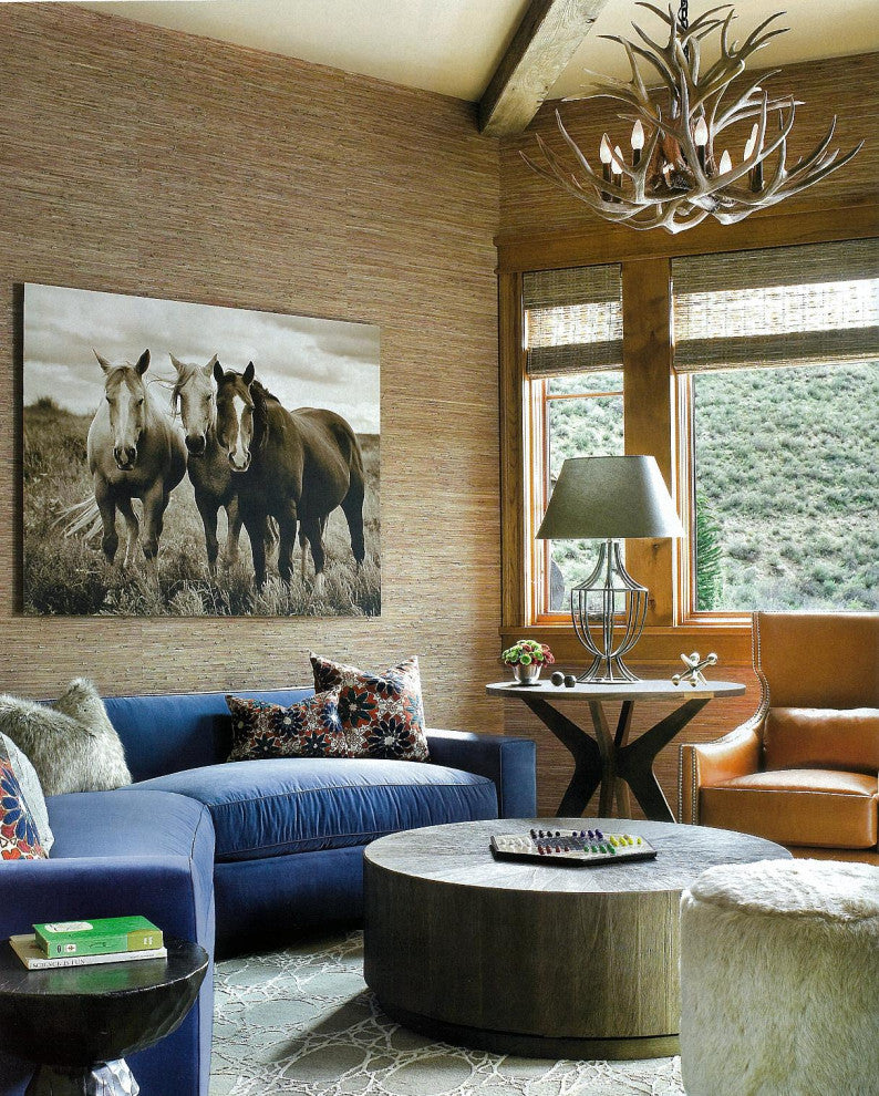 Mule Deer Royal Crown Antler Chandelier Light, Extra Large, Rawhide Shades