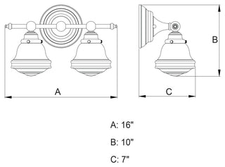 Vaxcel Lighting W0168 Huntley 2 Light Vanity Light - Satin Nickel