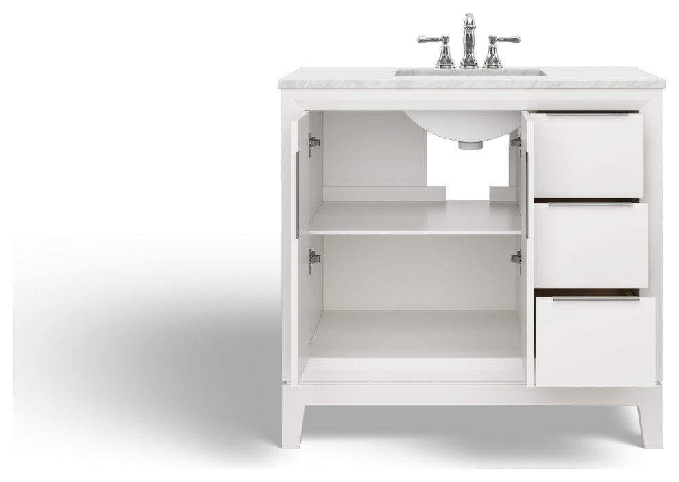 The Ezra Bathroom Vanity, Pure White, 36", Single Sink, Freestanding
