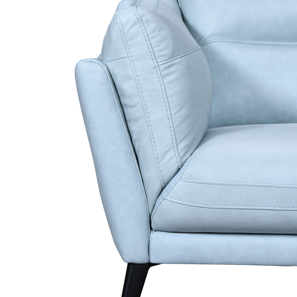 Franz Mint Leather Sofa, Sky Blue