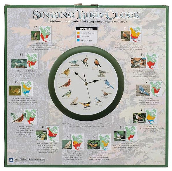 Original Singing Bird Wall Clock, 13", Green