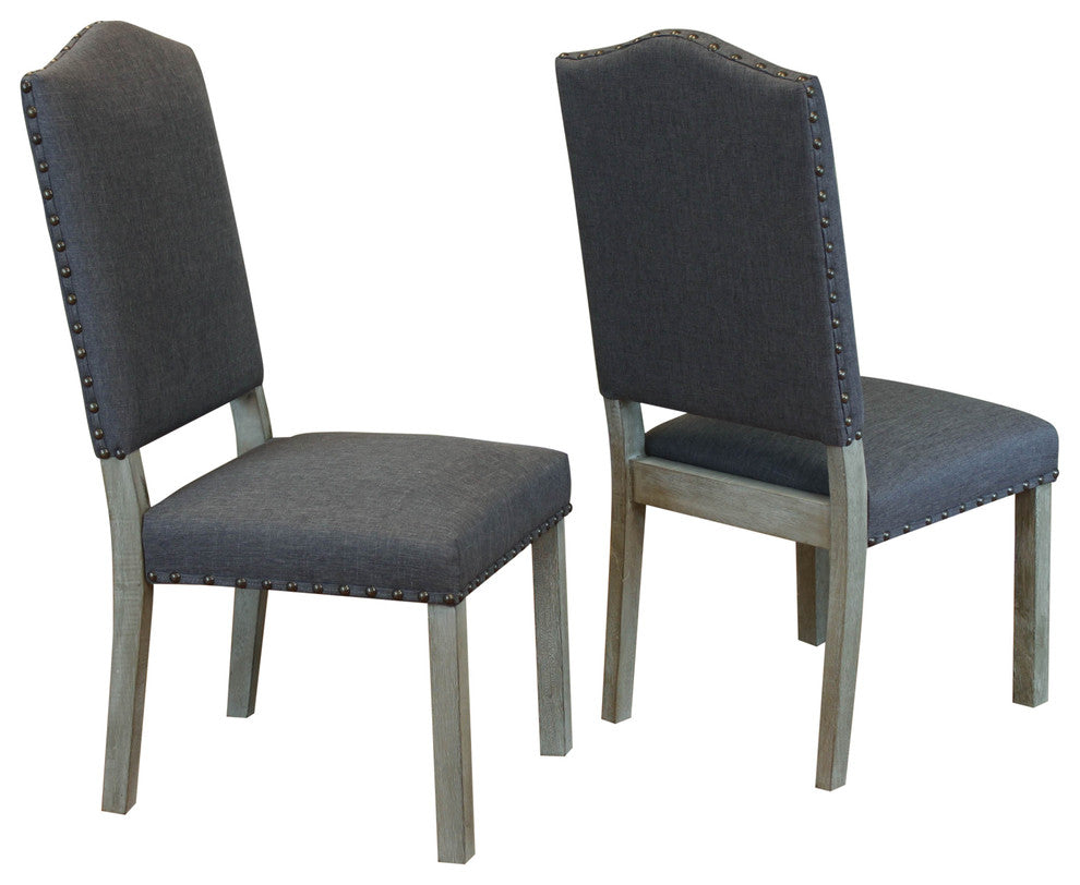 Maceda Linen Dining Chairs, Set Of 2, Smoke Gray