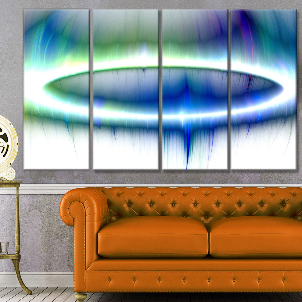 Beautiful Blue Northern Lights, Abstract Canvas Art Print, 48"x28", 4 Panels